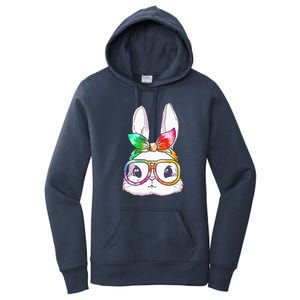 Tie Dye Cute Bunny Rabbit Face Glasses Happy Easter Day Women's Pullover Hoodie