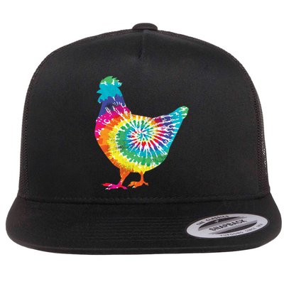 Tie Dye Chicken For Hippy Farmer Hobby Farm Gift Flatbill Hat