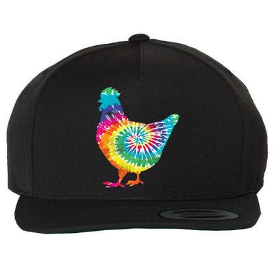 Tie Dye Chicken For Hippy Farmer Hobby Farm Gift Wool Snapback Cap