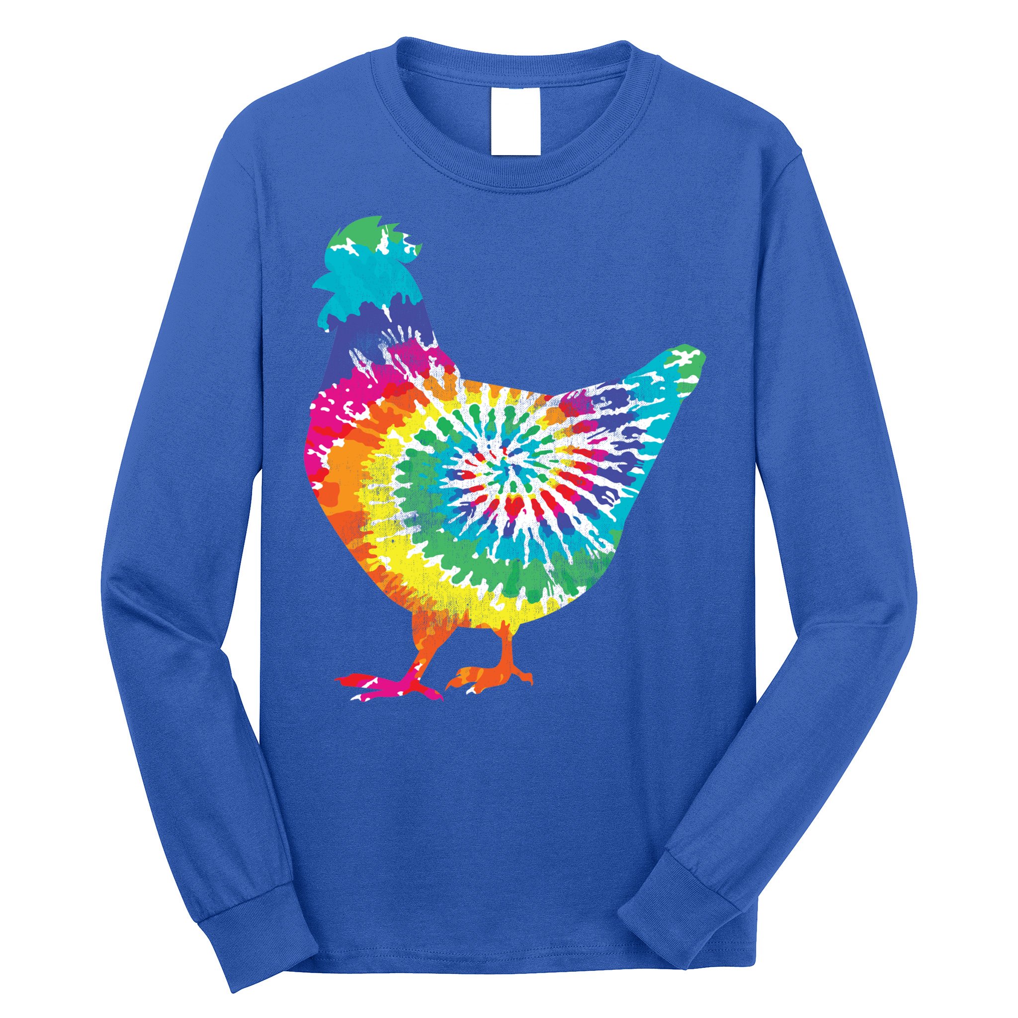 Tie Dye Chicken For Hippy Farmer Hobby Farm Gift Long Sleeve Shirt