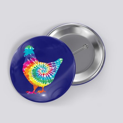 Tie Dye Chicken For Hippy Farmer Hobby Farm Gift Button