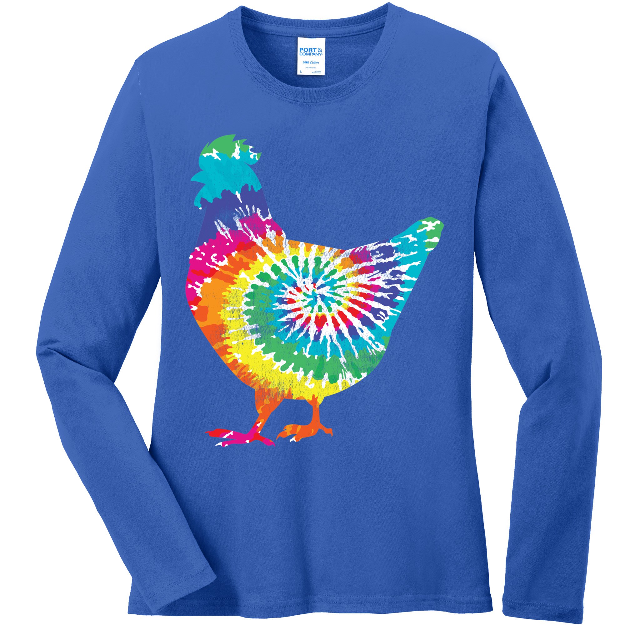 Tie Dye Chicken For Hippy Farmer Hobby Farm Gift Ladies Long Sleeve Shirt