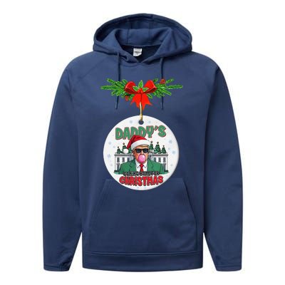 Trump DaddyS Coming Home For Christmas Funny Xmas Performance Fleece Hoodie