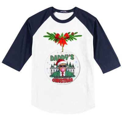 Trump DaddyS Coming Home For Christmas Funny Xmas Baseball Sleeve Shirt