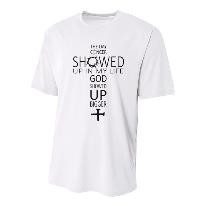 The Day Cancer Showed Up In My Life God Showed Up Bigger Youth Performance Sprint T-Shirt