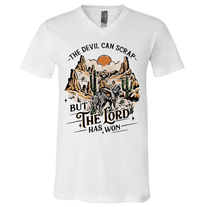 The Devil Can Scrap But The Lord Has Won Country Music V-Neck T-Shirt