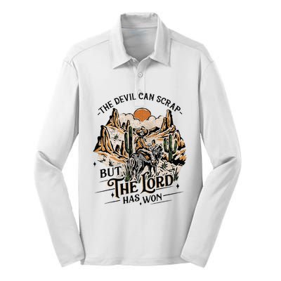 The Devil Can Scrap But The Lord Has Won Country Music Silk Touch Performance Long Sleeve Polo