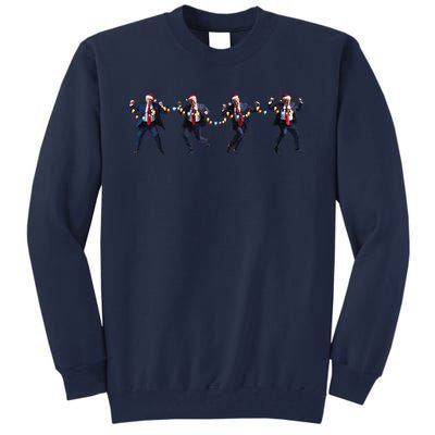 Trump Dancing Christmas Lights Maga Winner Dinner 45 47 Tall Sweatshirt