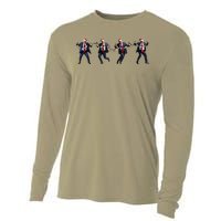 Trump Dancing Christmas Lights Maga Winner Dinner 45 47 Cooling Performance Long Sleeve Crew