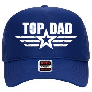 Top Dad Cool Fathers Day Gift High Crown Mesh Back Trucker Hat