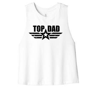 Top Dad Cool Fathers Day Gift Women's Racerback Cropped Tank