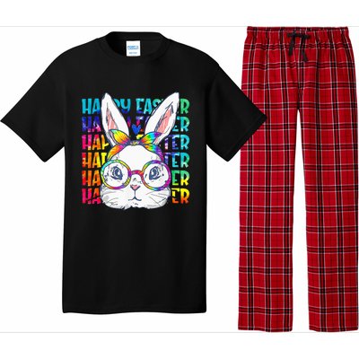 Tie Dye Cute Bunny Rabbit Face Glasses  Happy Easter Day Pajama Set