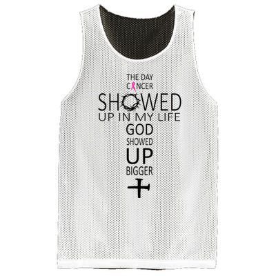 The Day Cancer Showed Up In My Life God Showed Up Bigger Mesh Reversible Basketball Jersey Tank