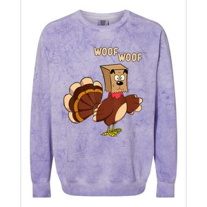 Thanksgiving Dog Costume Hilarious Turkey Woof Outfit Colorblast Crewneck Sweatshirt