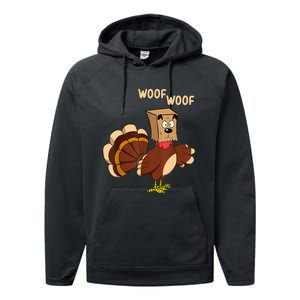 Thanksgiving Dog Costume Hilarious Turkey Woof Outfit Performance Fleece Hoodie