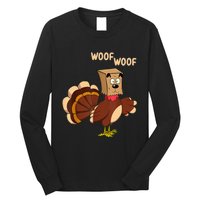 Thanksgiving Dog Costume Hilarious Turkey Woof Outfit Long Sleeve Shirt