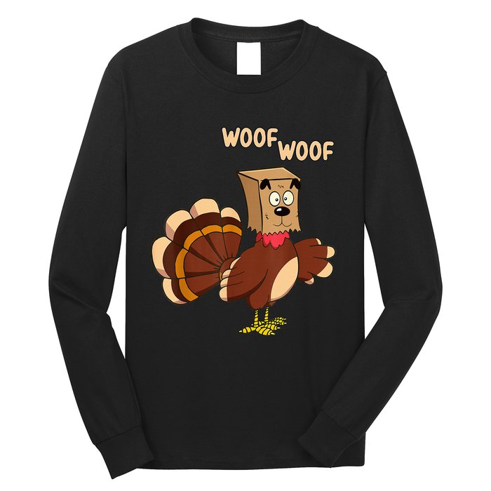 Thanksgiving Dog Costume Hilarious Turkey Woof Outfit Long Sleeve Shirt