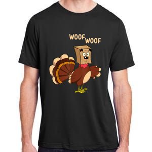 Thanksgiving Dog Costume Hilarious Turkey Woof Outfit Adult ChromaSoft Performance T-Shirt