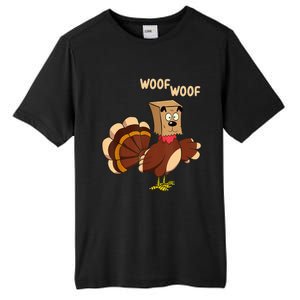 Thanksgiving Dog Costume Hilarious Turkey Woof Outfit Tall Fusion ChromaSoft Performance T-Shirt