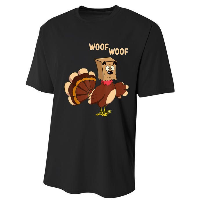 Thanksgiving Dog Costume Hilarious Turkey Woof Outfit Performance Sprint T-Shirt