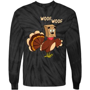 Thanksgiving Dog Costume Hilarious Turkey Woof Outfit Tie-Dye Long Sleeve Shirt