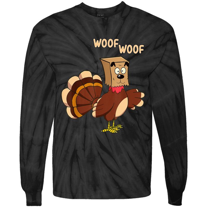 Thanksgiving Dog Costume Hilarious Turkey Woof Outfit Tie-Dye Long Sleeve Shirt