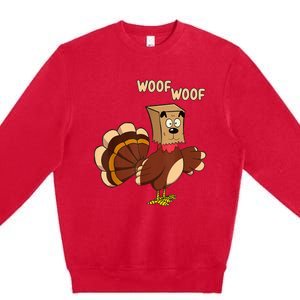 Thanksgiving Dog Costume Hilarious Turkey Woof Outfit Premium Crewneck Sweatshirt