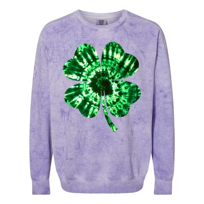 Tie Dye Clover St Patrick's Day Colorblast Crewneck Sweatshirt