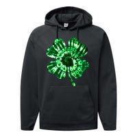 Tie Dye Clover St Patrick's Day Performance Fleece Hoodie