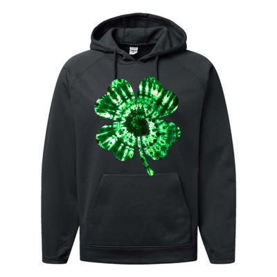 Tie Dye Clover St Patrick's Day Performance Fleece Hoodie