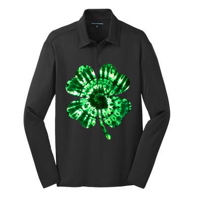 Tie Dye Clover St Patrick's Day Silk Touch Performance Long Sleeve Polo