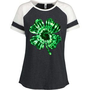 Tie Dye Clover St Patrick's Day Enza Ladies Jersey Colorblock Tee