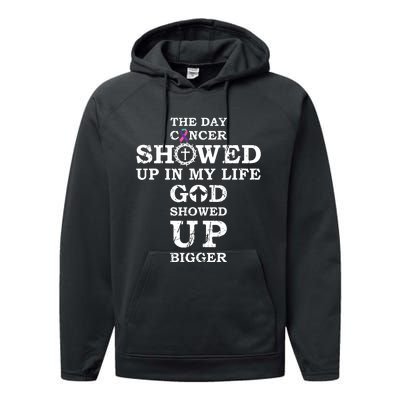 The Day Cancer Showed Up In My Life God Showed Up Bigger Performance Fleece Hoodie