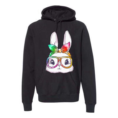 Tie Dye Cute Bunny Rabbit Face Glasses Happy Easter Day Premium Hoodie