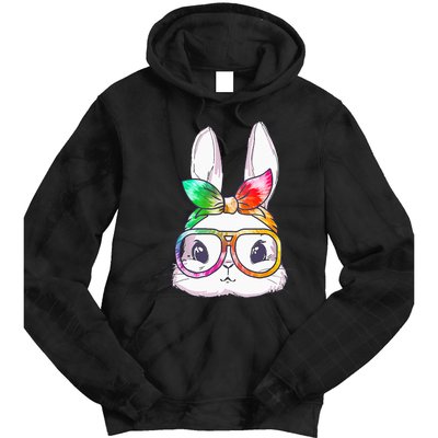 Tie Dye Cute Bunny Rabbit Face Glasses Happy Easter Day Tie Dye Hoodie