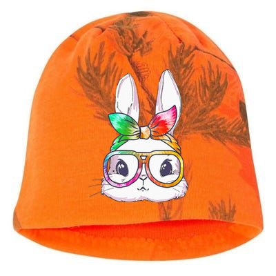 Tie Dye Cute Bunny Rabbit Face Glasses Happy Easter Day Kati - Camo Knit Beanie