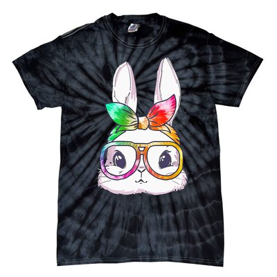 Tie Dye Cute Bunny Rabbit Face Glasses Happy Easter Day Tie-Dye T-Shirt