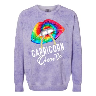 Tie Dye Capricorn Queen Lips Classic Gift Colorblast Crewneck Sweatshirt