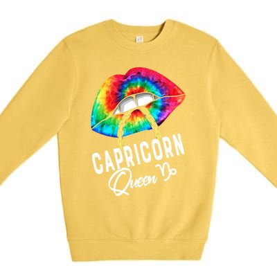 Tie Dye Capricorn Queen Lips Classic Gift Premium Crewneck Sweatshirt