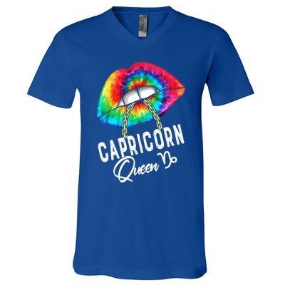 Tie Dye Capricorn Queen Lips Classic Gift V-Neck T-Shirt