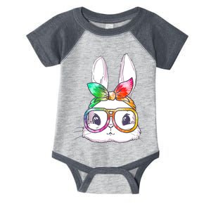 Tie Dye Cute Bunny Rabbit Face Glasses Happy Easter Day Infant Baby Jersey Bodysuit