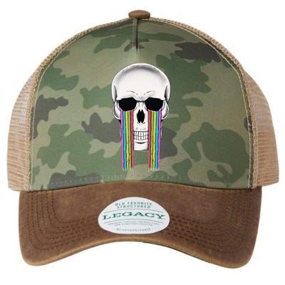 Tear Drop Crying Sad Rainbow Skull Drip Legacy Tie Dye Trucker Hat