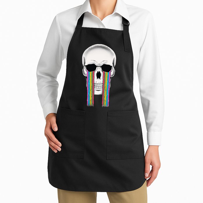 Tear Drop Crying Sad Rainbow Skull Drip Apron