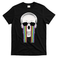 Tear Drop Crying Sad Rainbow Skull Drip T-Shirt