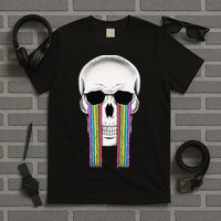 Tear Drop Crying Sad Rainbow Skull Drip T-Shirt
