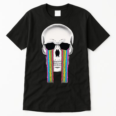 Tear Drop Crying Sad Rainbow Skull Drip Tall T-Shirt