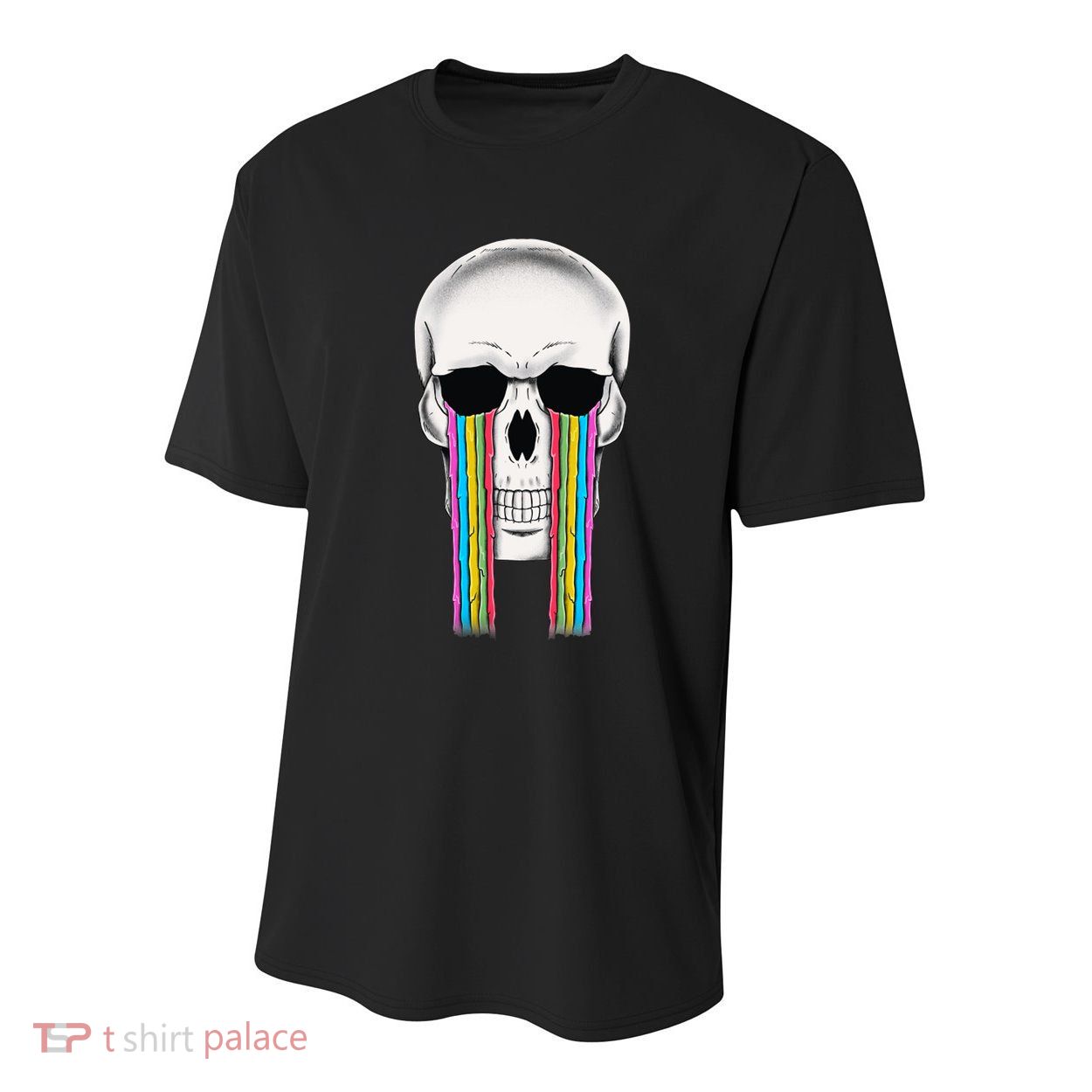 Tear Drop Crying Sad Rainbow Skull Drip Youth Performance Sprint T-Shirt