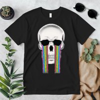 Tear Drop Crying Sad Rainbow Skull Drip Premium T-Shirt