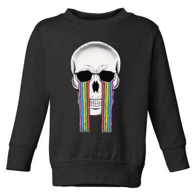 Tear Drop Crying Sad Rainbow Skull Drip Toddler Sweatshirt