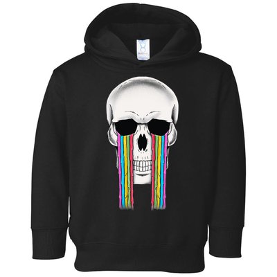 Tear Drop Crying Sad Rainbow Skull Drip Toddler Hoodie